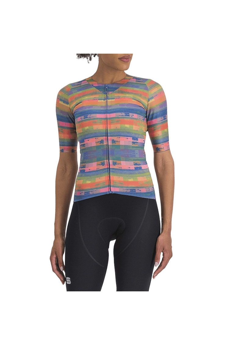 Tricou ciclism dama Glitch Bomber Albastru/Roz