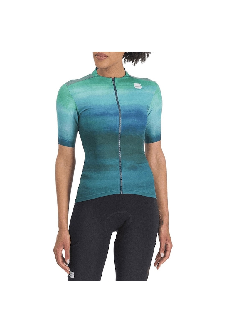 Tricou ciclism dama Flow Supergiara Turcoaz/Bleu