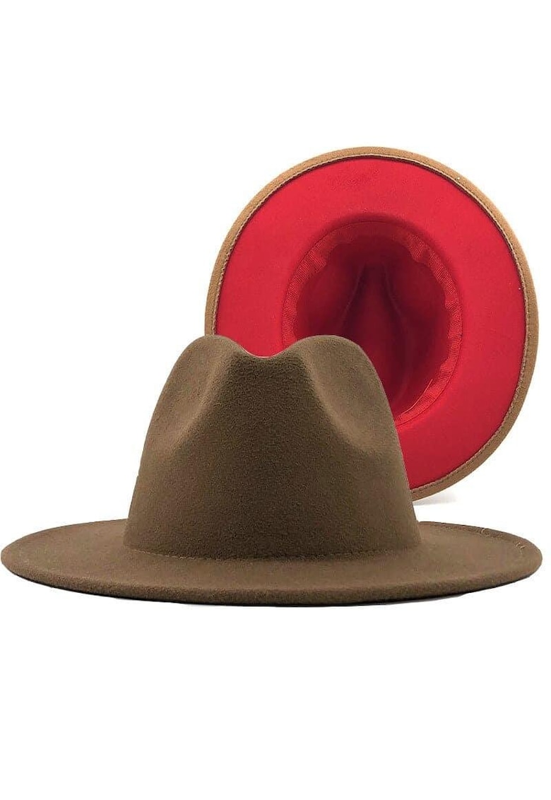 Palarie dama - maron - interior rosu - Marieta -