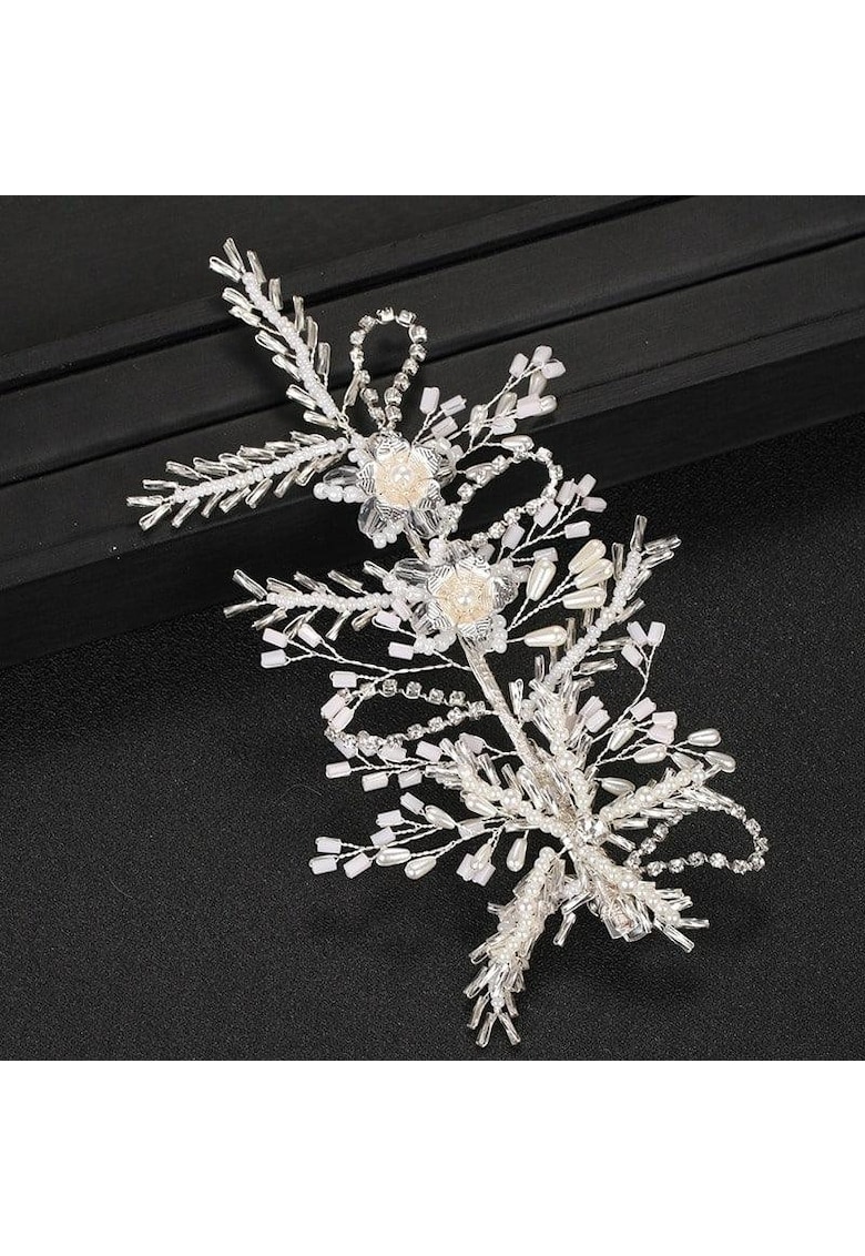 Accesoriu par - argintiu - cu flori si pietre - Helen C6 -