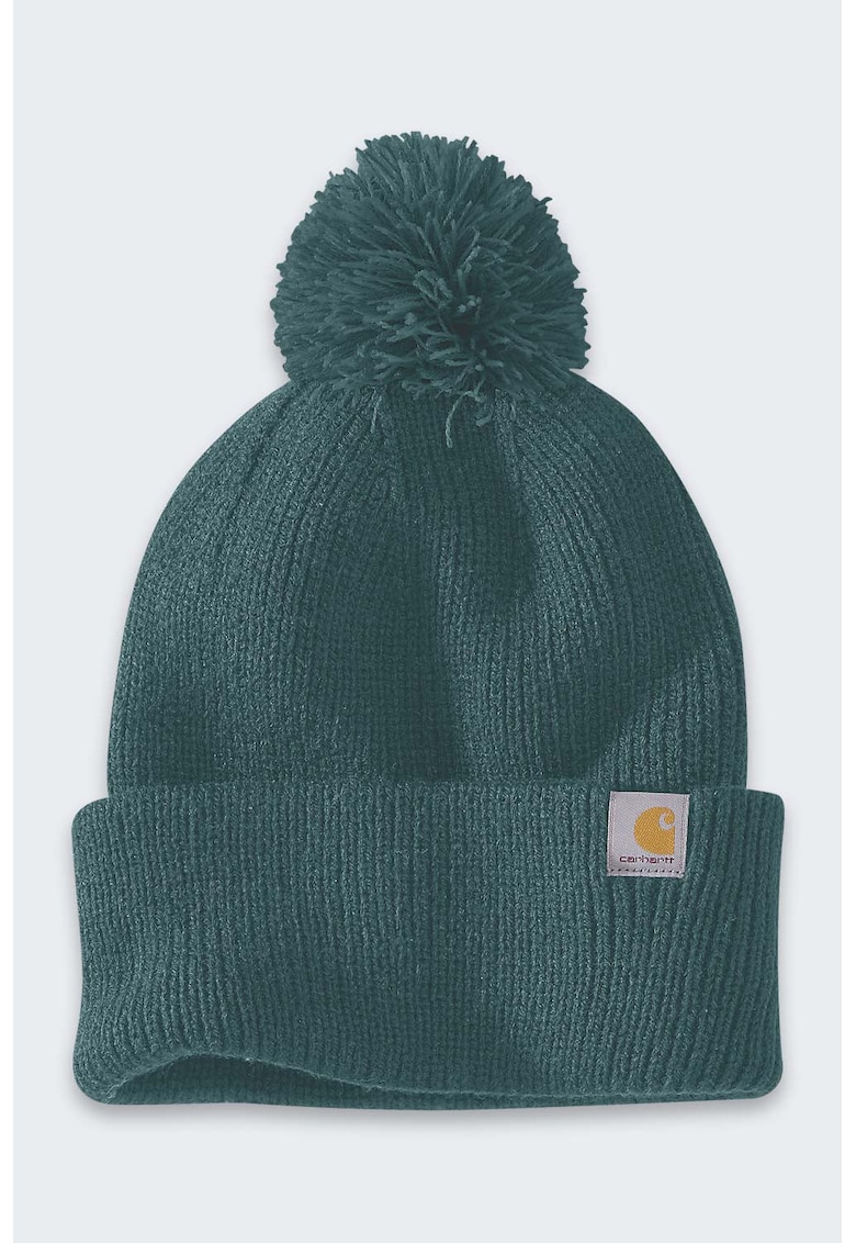 Caciula beanie cu pompon - 100% acril - verde - dama