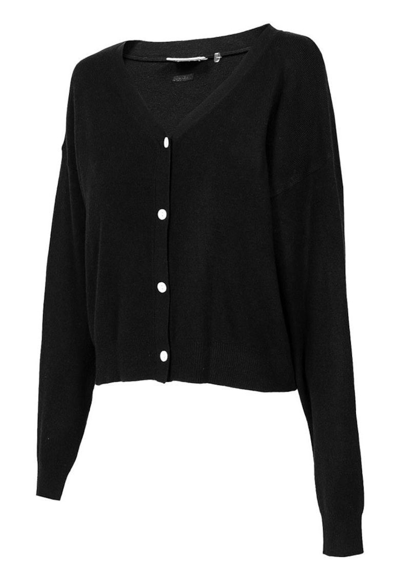 Pulover dama lungime scurta - umeri cazuti - negru -