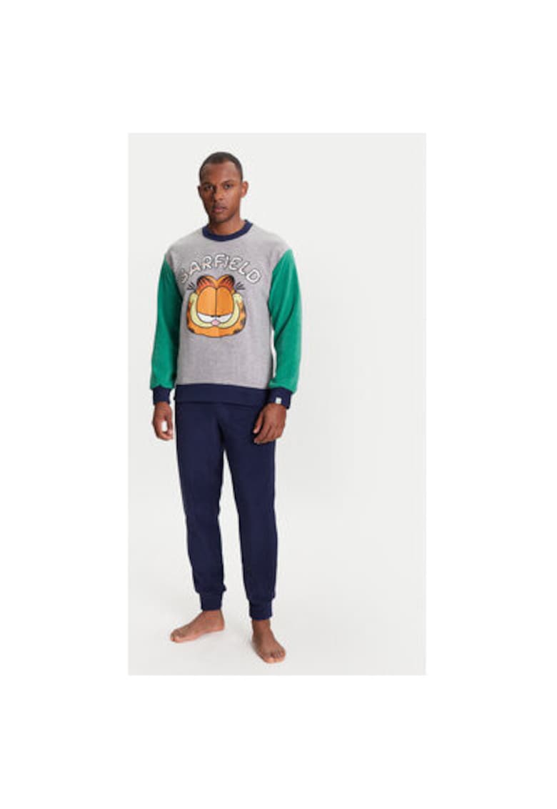 Pijama barbati 3JA44P02K - Poliester - Bleumarin/Gri