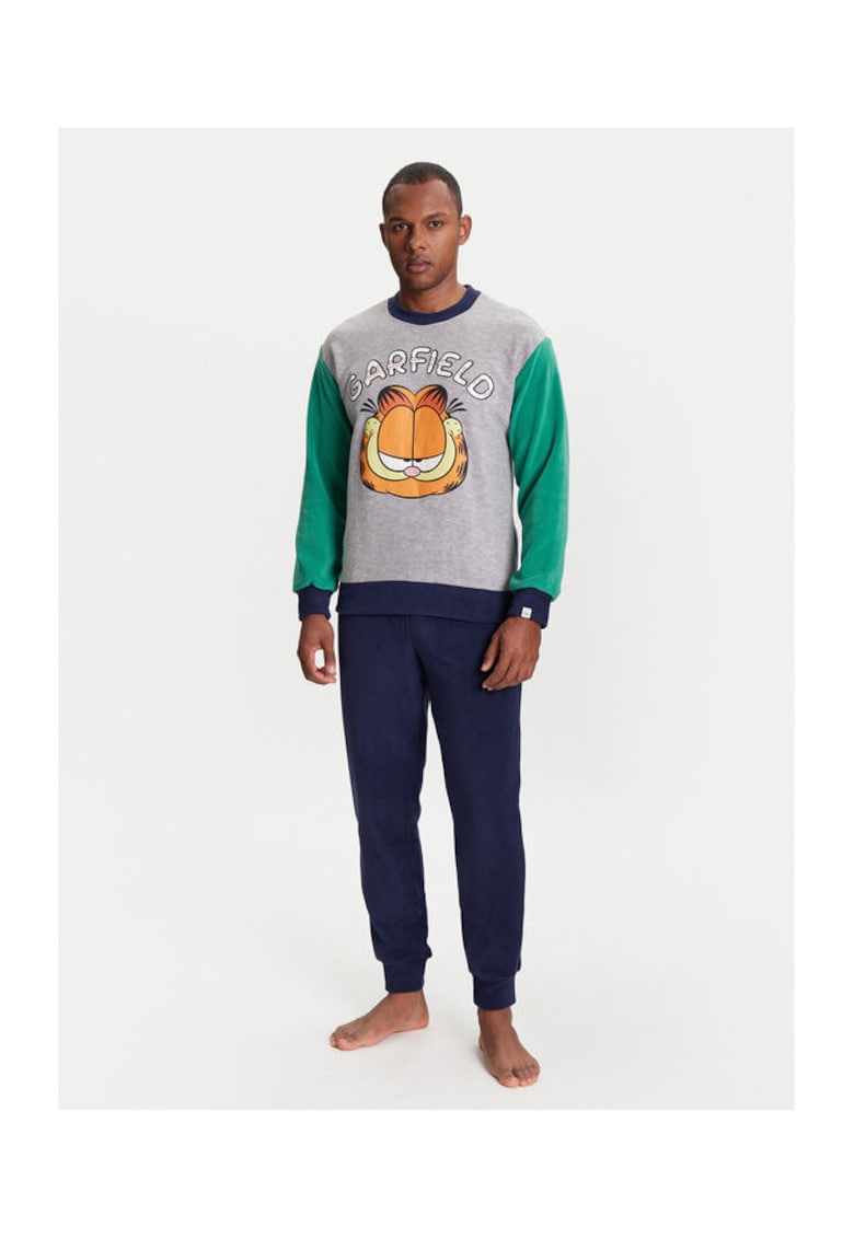 Pijama barbati 3JA44P02K - Poliester - Bleumarin/Gri - Gri/Bleumarin