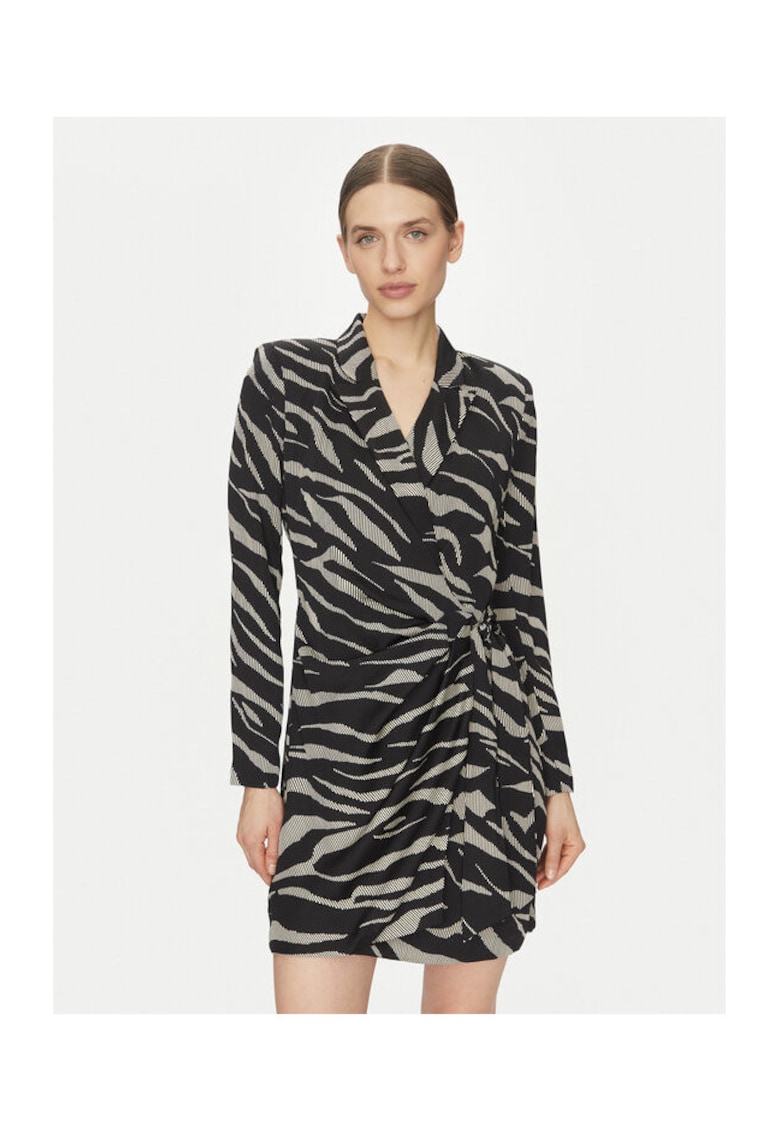 Rochie cu imprimeu zebra - DD4J6D32 ZQO - neagra - 100% poliester - Negru/Bej
