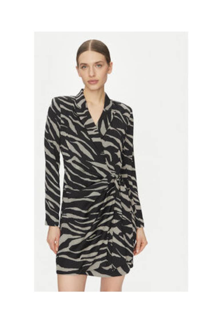 Rochie cu imprimeu zebra - DD4J6D32 ZQO - neagra - 100% poliester