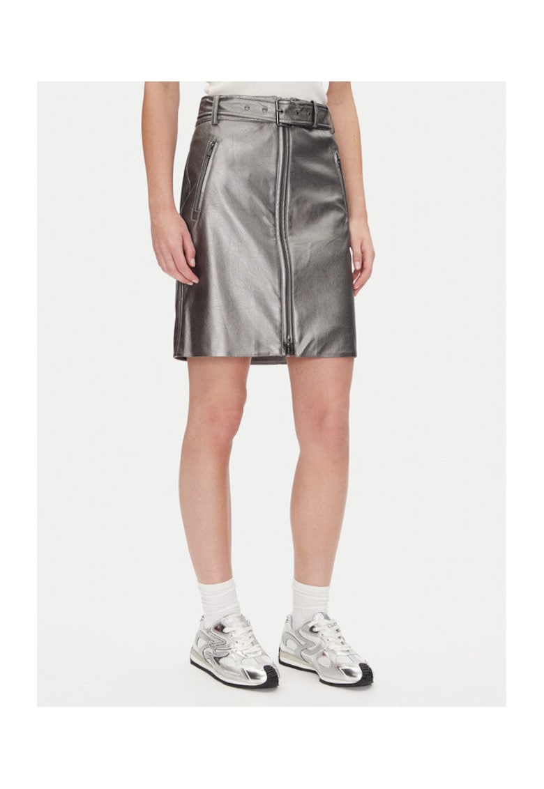 Fusta din imitatie de piele - argintie - 6US