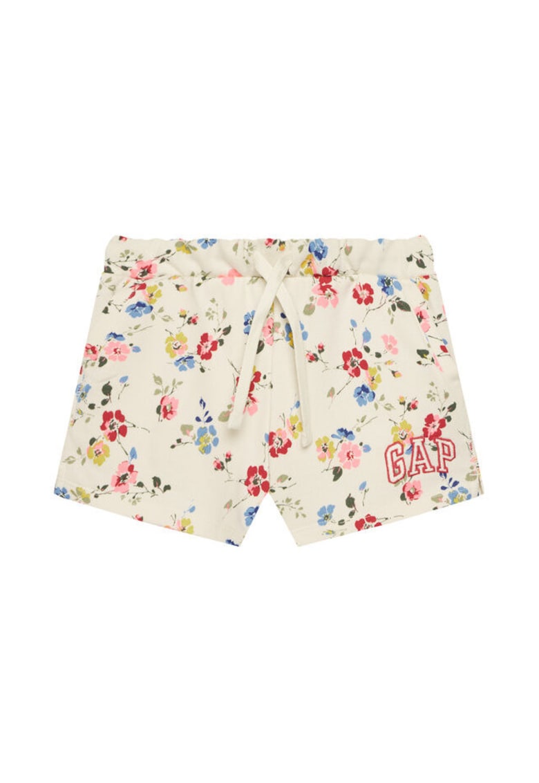 Pantaloni dama - imprimeu floral - bumbac - alb