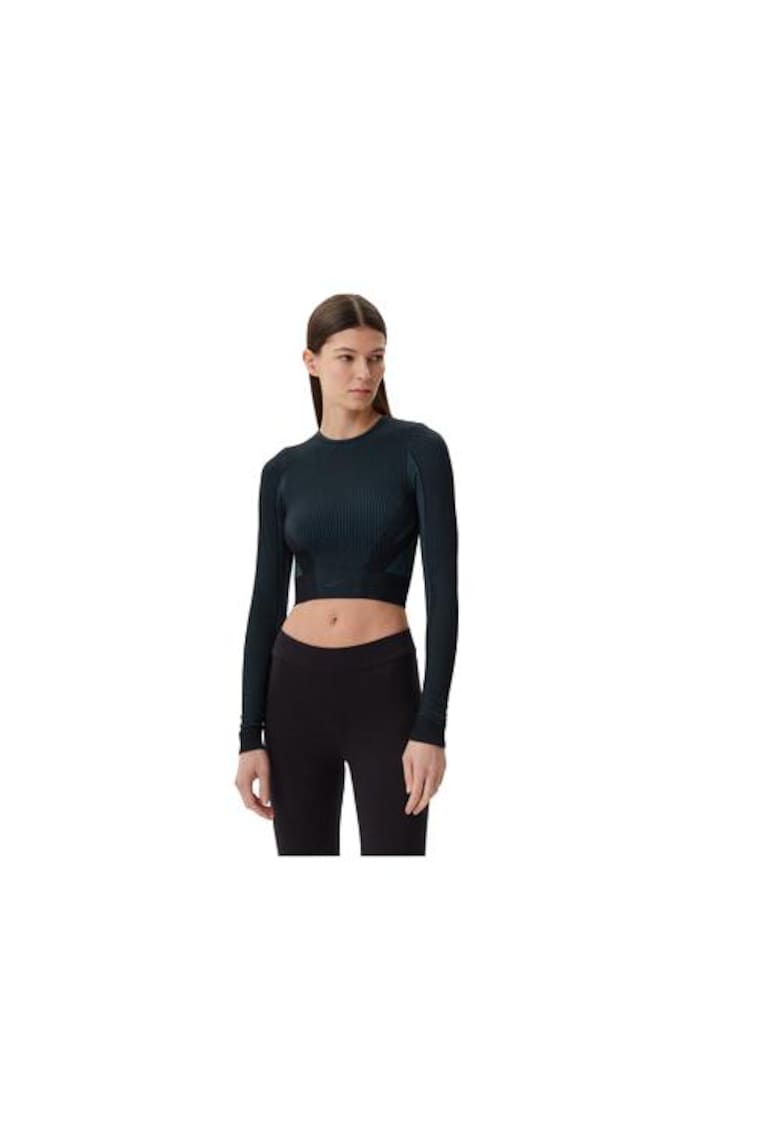 Bluza sport dama -  LS Crop 118570 - negru - 72% nylon - 28% elastan