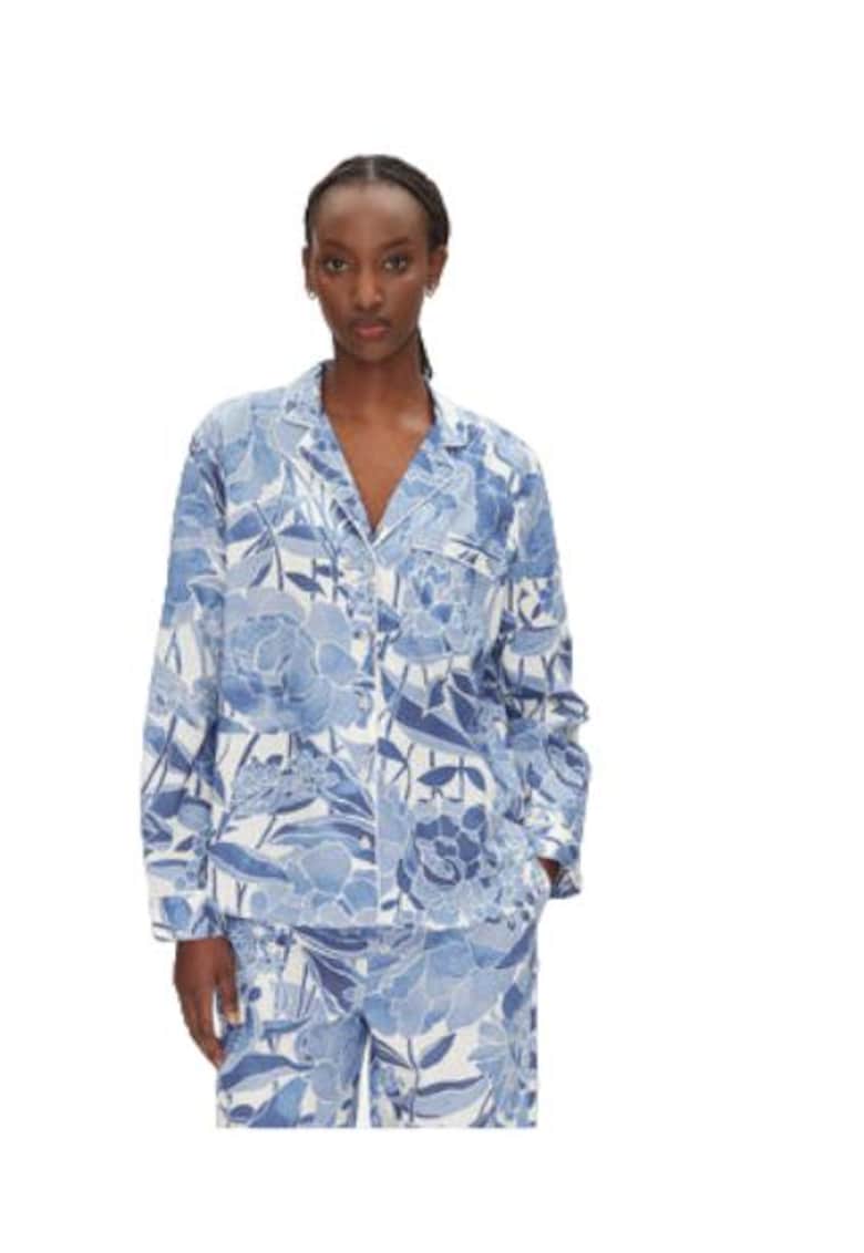 Bluza de pijamale dama -  floral - albastru - bumbac