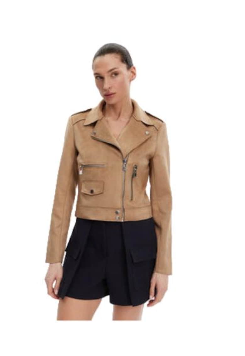 Geaca dama - MORGAN-241-GOUSMI 969 CAMEL - imitatie de piele - bej - 100% ecologica