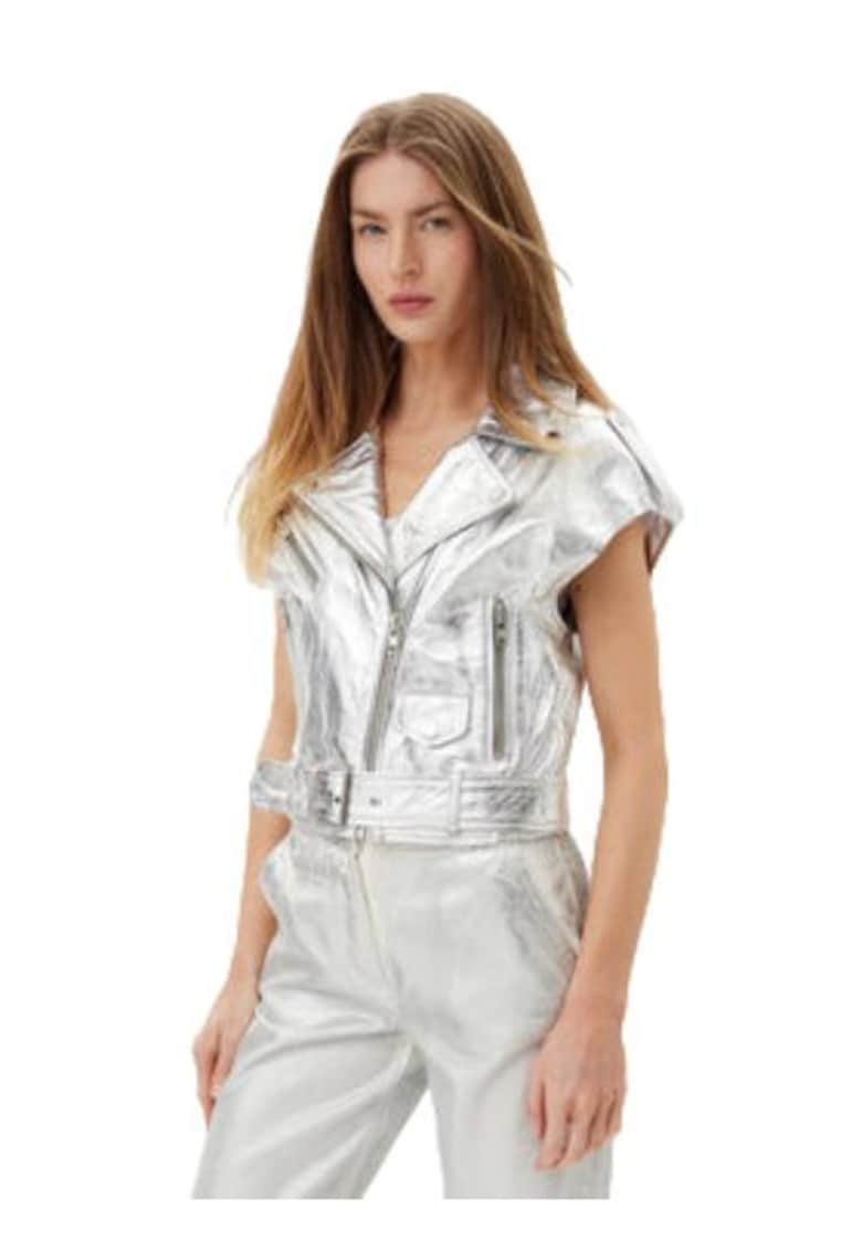 Vesta dama - argintie - piele naturala Vesta dama - argintie - piele naturala