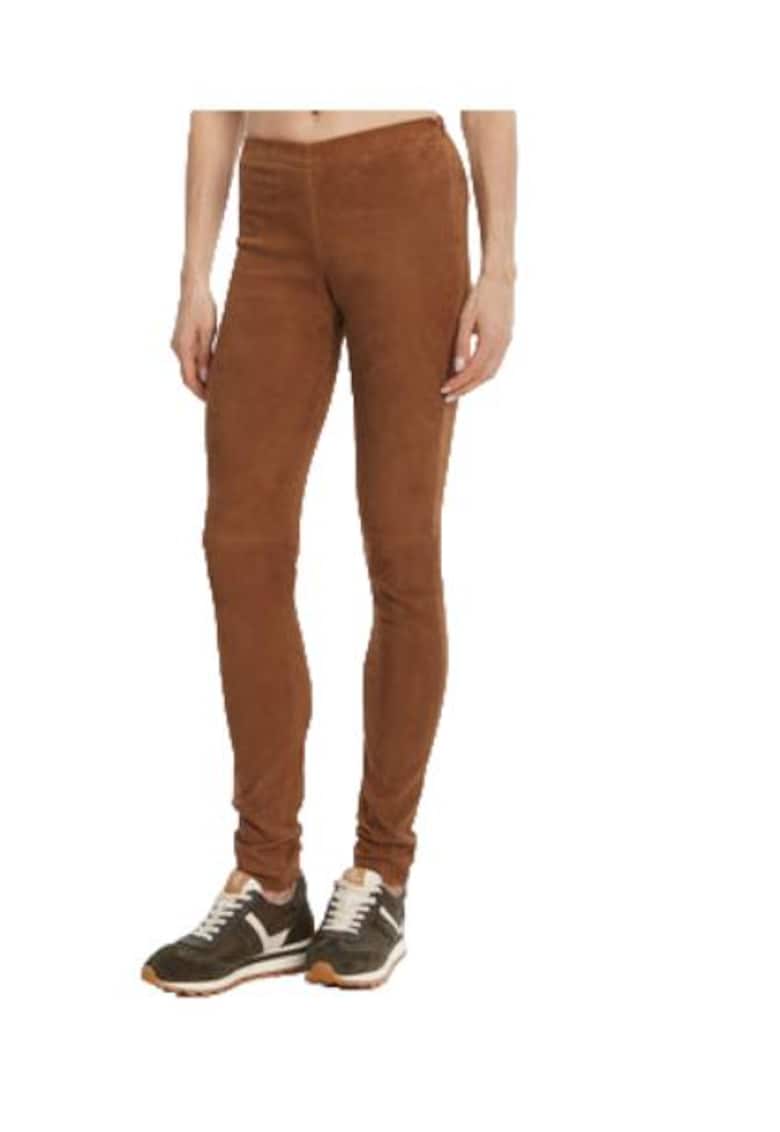 Pantaloni dama - piele naturala - maro - Pantaloni dama - piele naturala - maro -