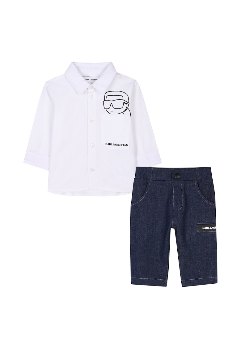 Compleu copii - alb si bleumarin - 100% bumbac - pentru baieti