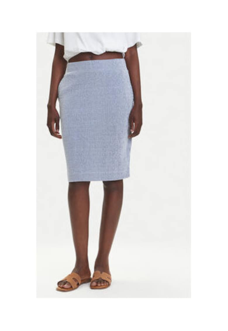 Fusta bumbac/poliester/elastan - albastru