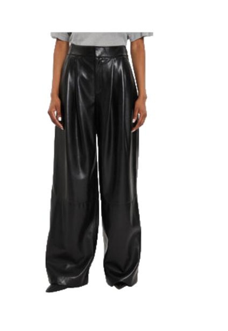 Pantaloni dama - imitatie de piele - negru -