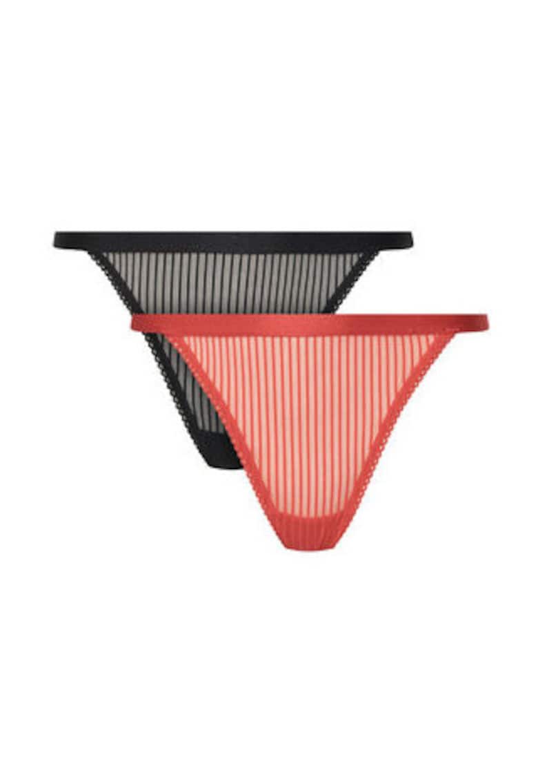 Set 2 perechi chiloti sexy 2X0464 -  Poliamida/Elastan - Negru/Rosu