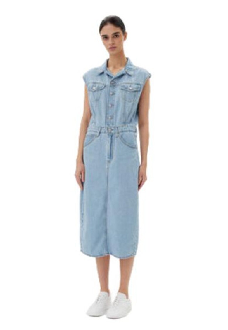 Salopeta dama 001WF-0002 242 LIGHT INDIGO-WORN IN - bumbac - albastru -