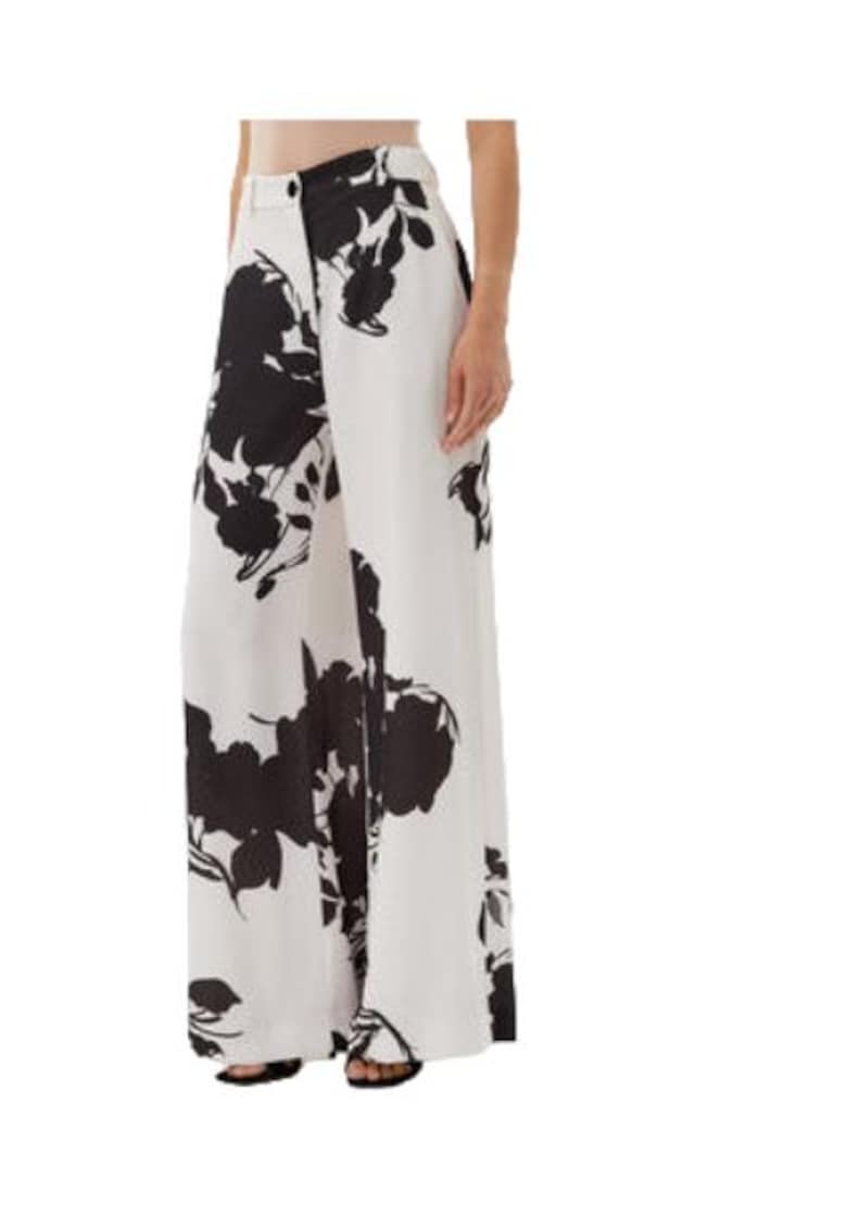Pantaloni dama poliester reciclat - alb/negru