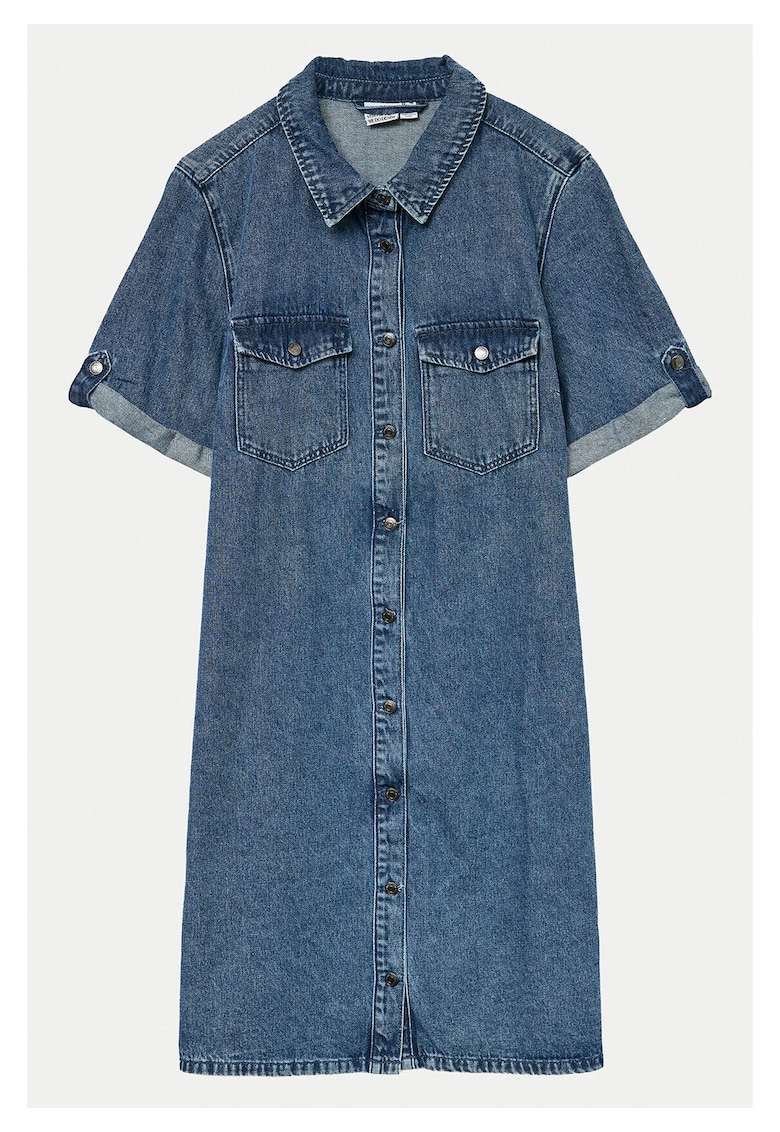 Rochie  denim albastru mediu - 90% bumbac - 10% viscoza