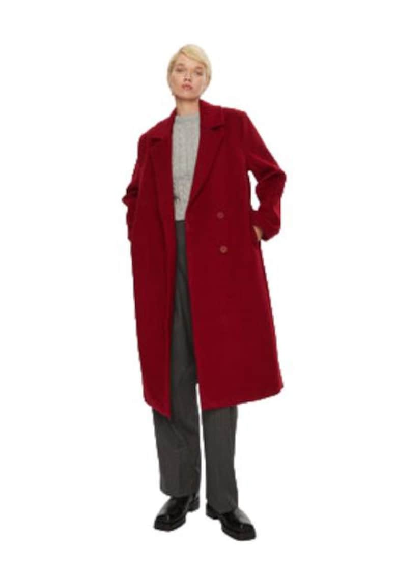 Palton dama rosu - lana si poliester