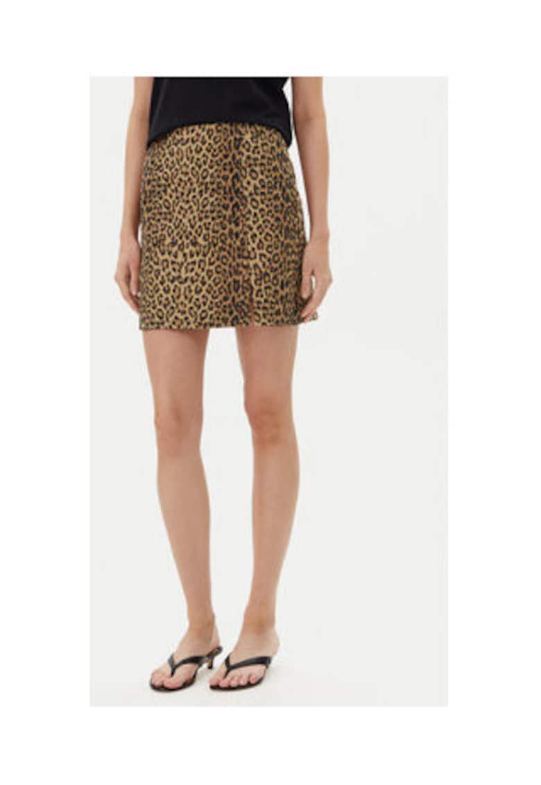 Fusta cu print leopard - Maro