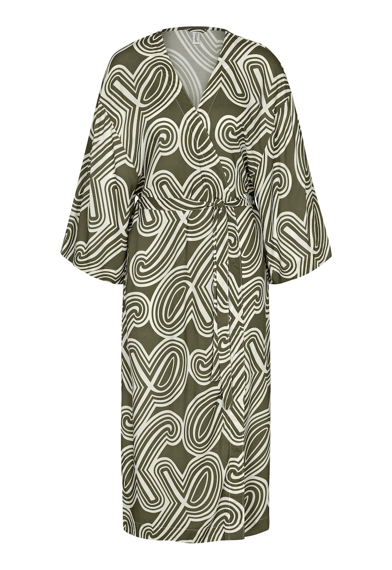 Rochie dama viscoza - verde/alb