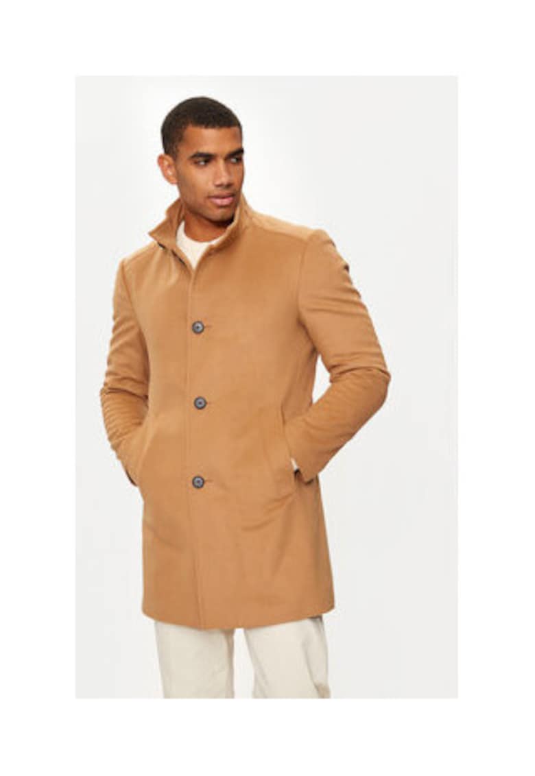 Palton barbati  maro - lana si poliamida -