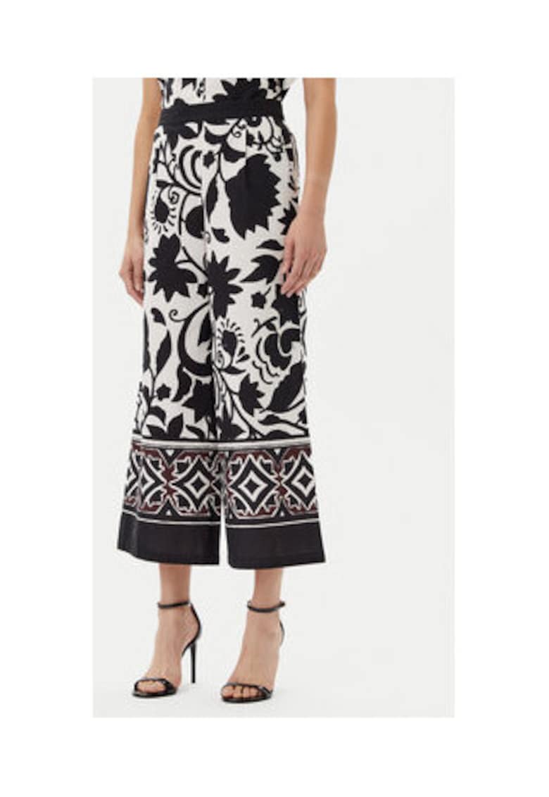 Pantaloni pentru dama -  511FD25011 - bumbac - negru/alb