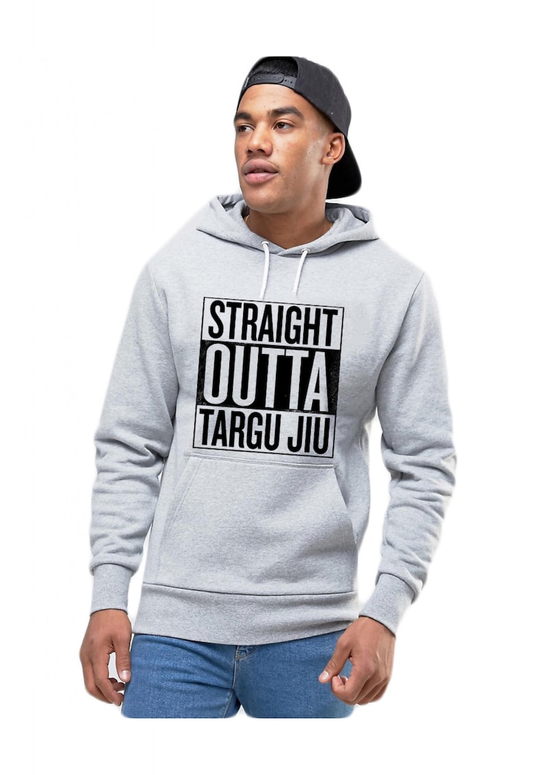 Hanorac Barbati Gri - Straight Outta Targu Jiu