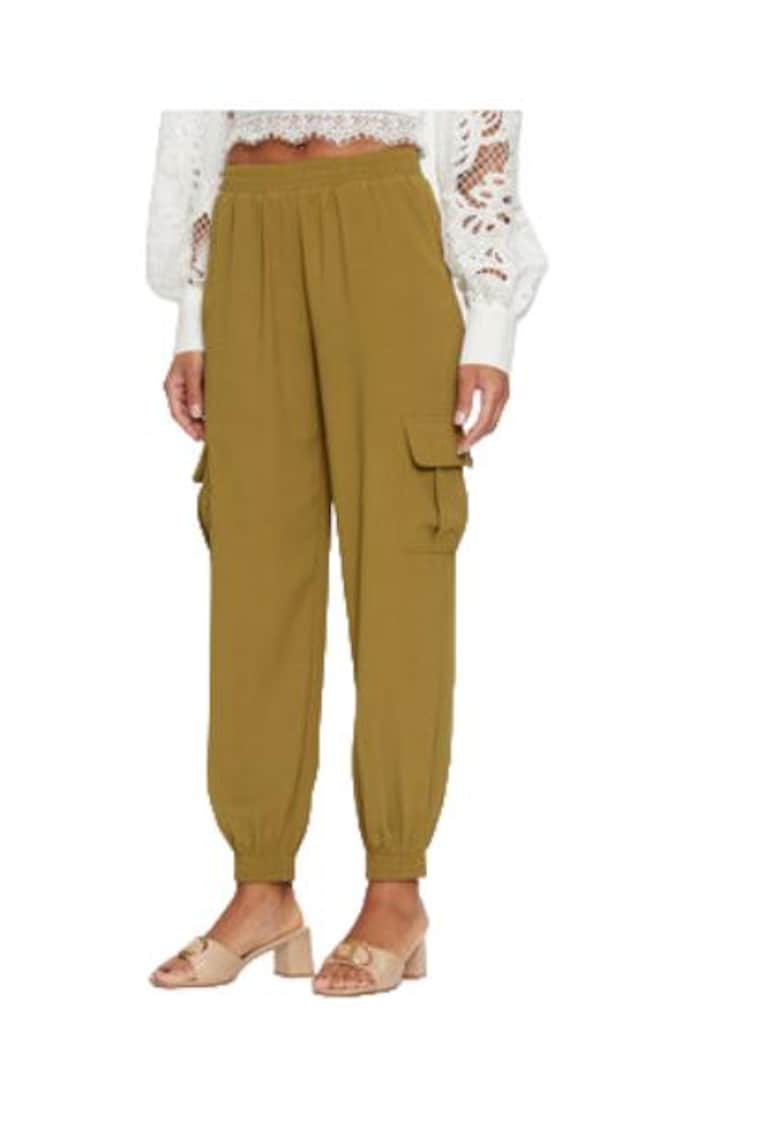Pantaloni dama -  poliester - verde masliniu -