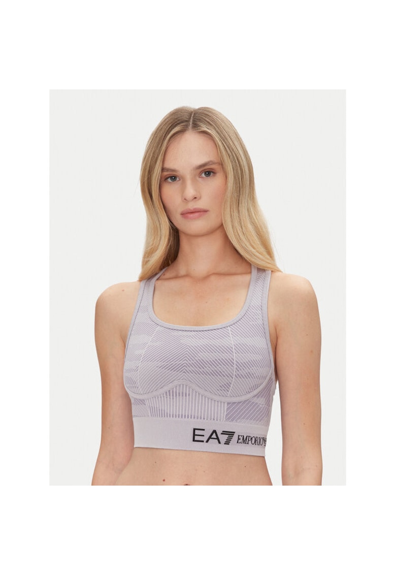 Bustiera sport - Emporio Armani - 72% 24% poliester - 4% elastan - gri lavanda - Gri