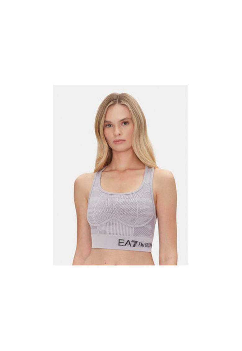 Bustiera sport - Emporio Armani - 72% 24% poliester - 4% elastan - gri lavanda