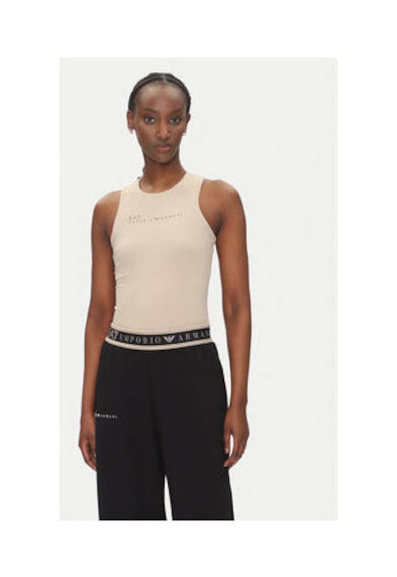 Tricou dama - Emporio Armani bej - poliamida si elastan - Bej
