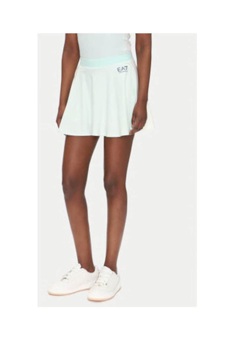 Fusta Emporio Armani  albastru pal/alb - 85% poliester - 15% elastan - cu stea -