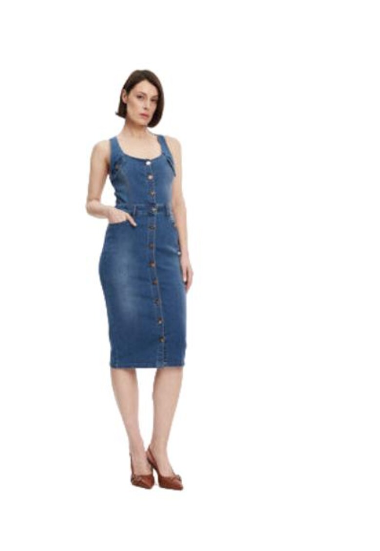 Rochie bumbac poliester - albastru - Albastru