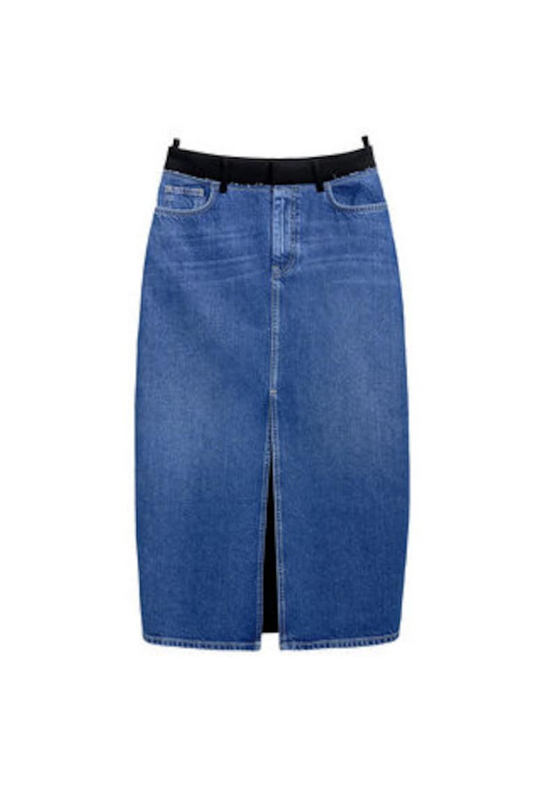 Fusta dama -  albastru inchis - poliester-bumbac-viscoza-elastan - albastru