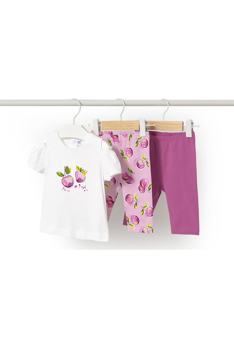 Compleu din 3 piese pentru copii -  bumbac - mov/alb -