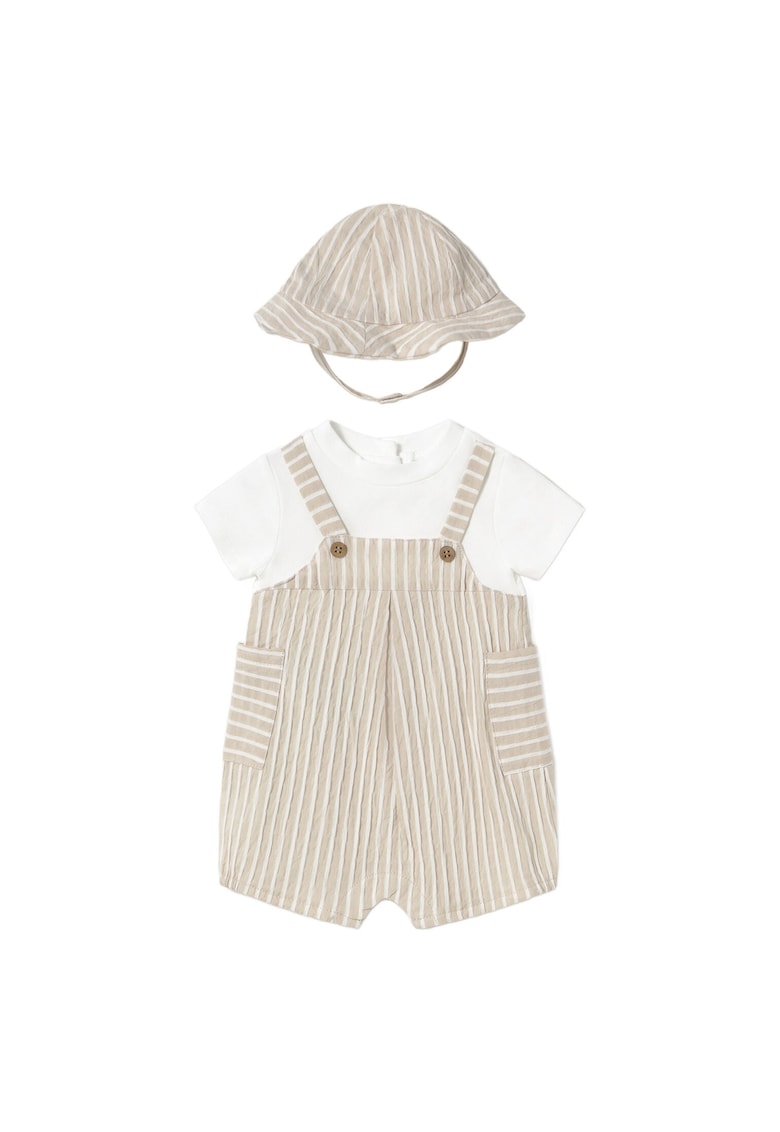 Salopeta pentru copii -  1602 45 - bumbac/lyocell - bej/alb -