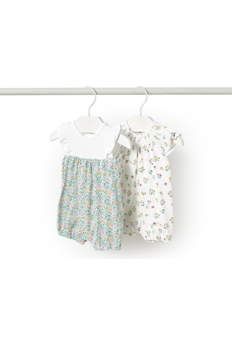 Set 2 salopete pentru copii -  1749 53 JADE - bumbac/elastan - alb/verde