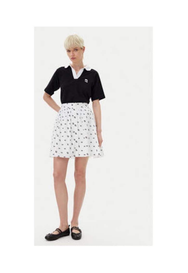 Fusta dama - KARL DOT AOP - alb-negru - 100% bumbac organic