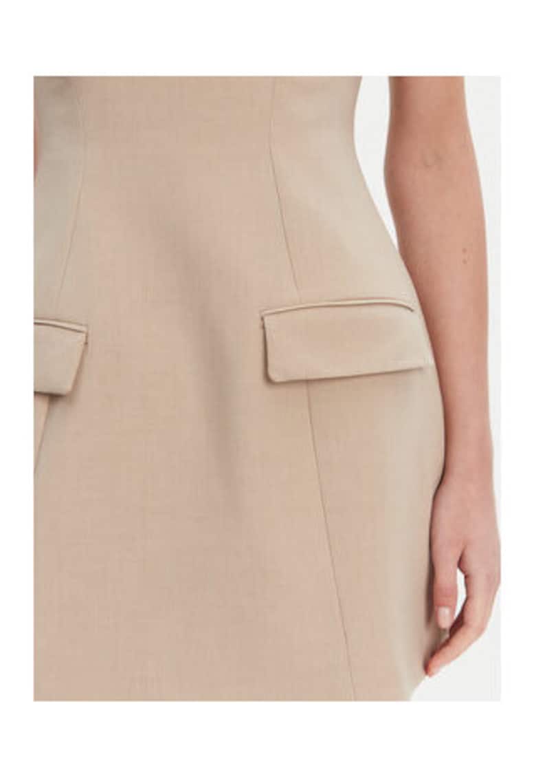 Rochie cocktail material sintetic - bej -