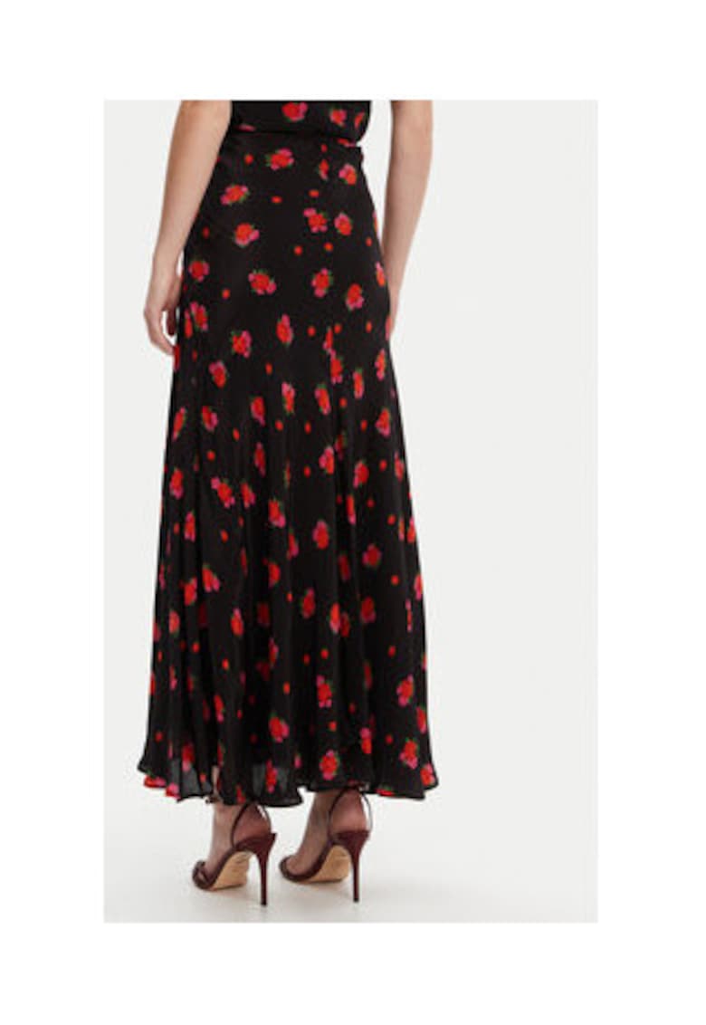 Fusta model floral - negru - 100% viscoza