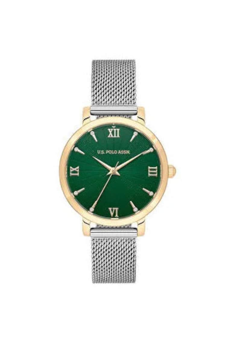 Ceas dama USPA2080-06 - argintiu - curea metalica - cadran verde - 35mm
