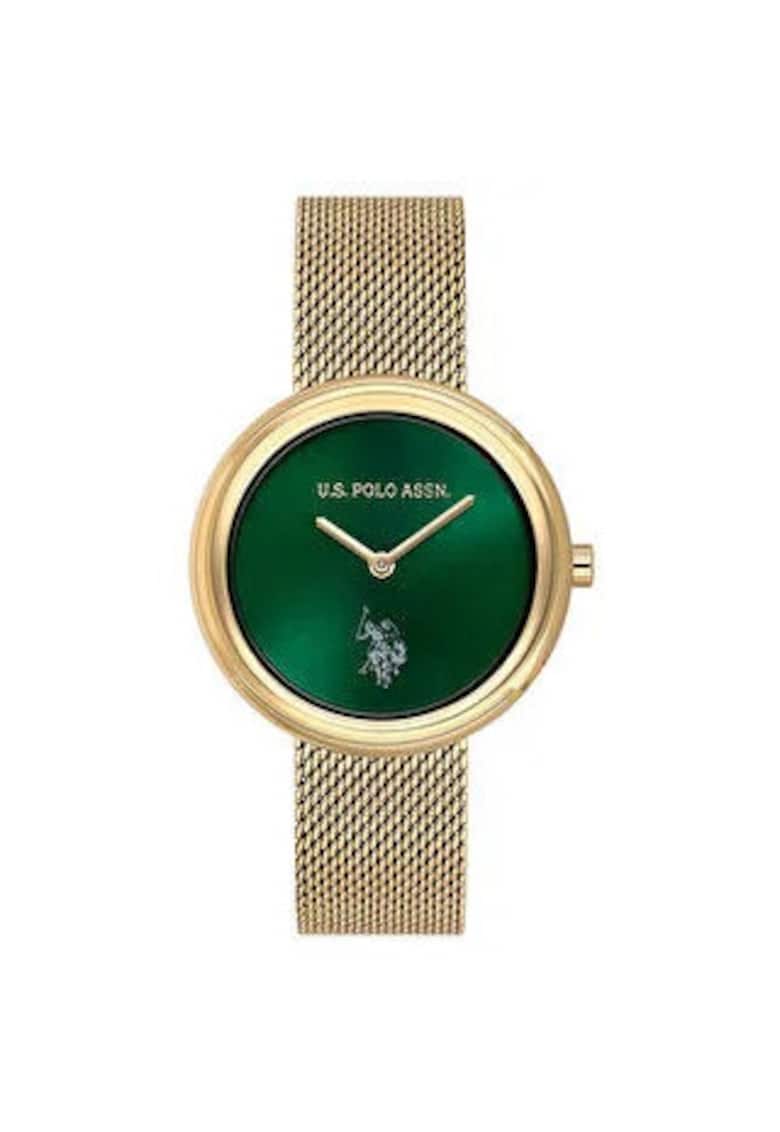 Ceas dama USPA2094-05 - auriu - curea metalica - cadran verde - 35mm - Gold