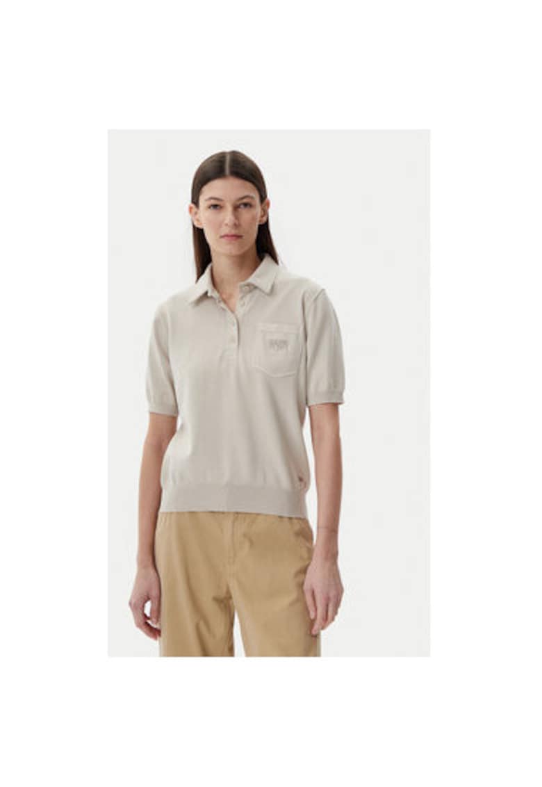 Tricou polo dama NP0A4IFJN901 - Bumbac - Bej - Bej
