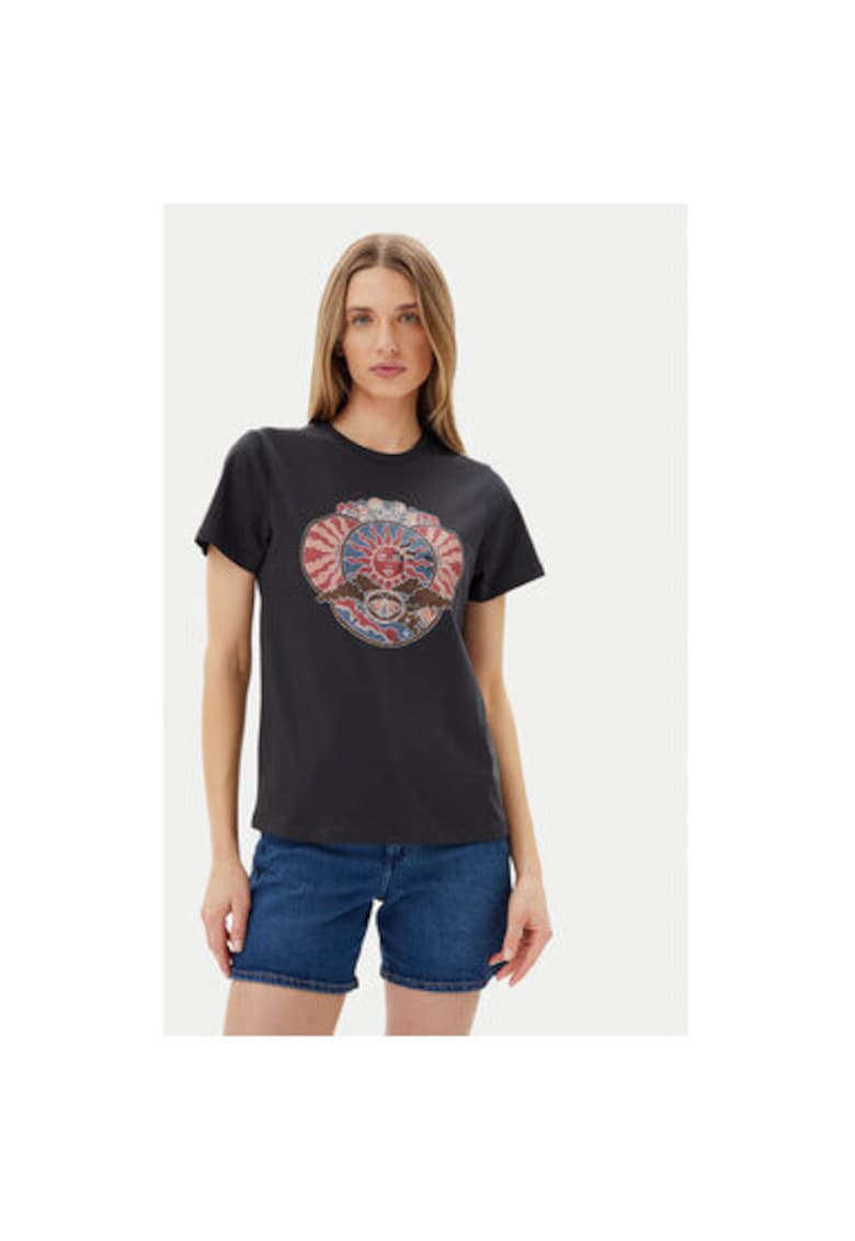 Tricou dama 112362563 - Bumbac - Negru - Negru