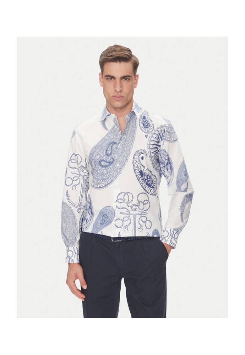 Camasa barbati B3 56017.3719 - Bumbac - Alb/Albastru - Alb/Albastru