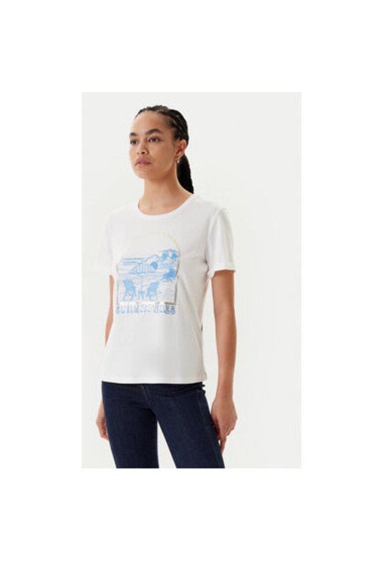 Tricou dama 251-DVIBES - Bumbac/Modal - Alb - Alb