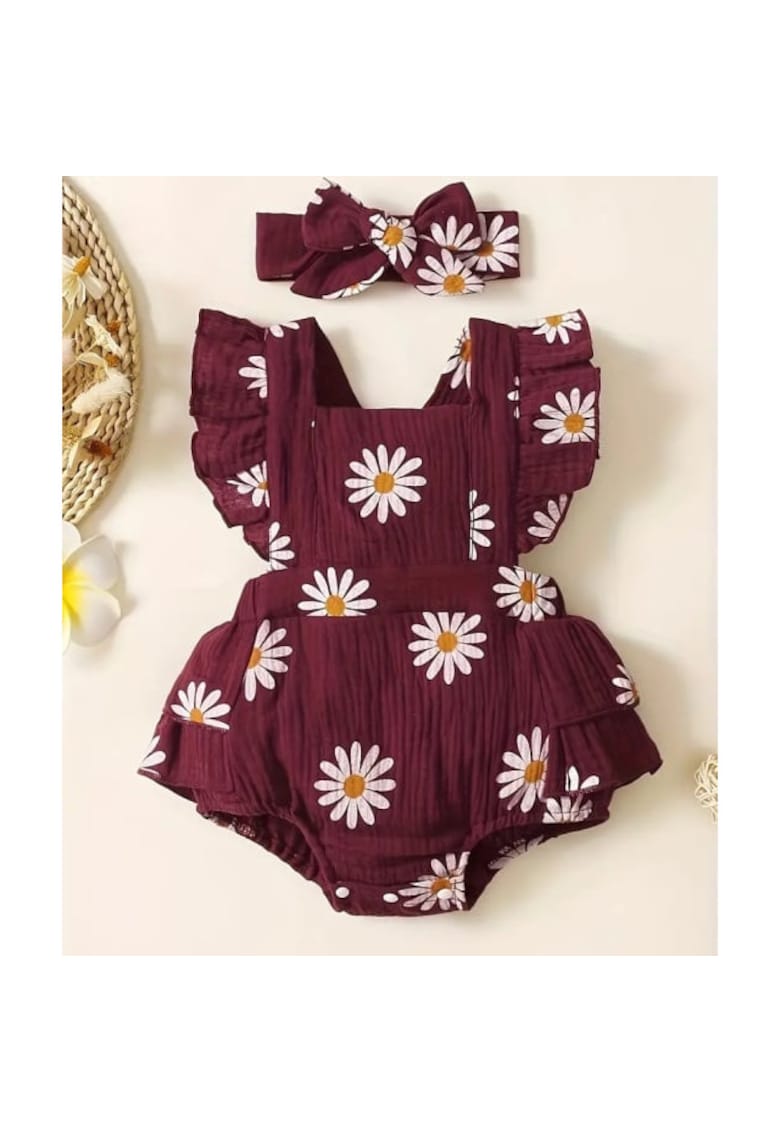 Salopeta Model AL 11864 cu margarete - Visiniu - 6-9 luni -